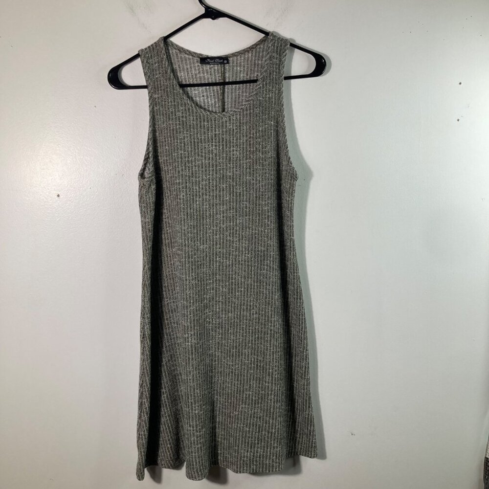 Womens Final Touch Stretch Tank Dress Button Detail Pullover M Greenish‎ Gray